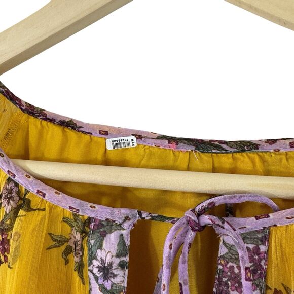 Sundance Small Floral Dreams Blouse Top Boho Yellow Gold Tassels Womens - Picture 4 of 15